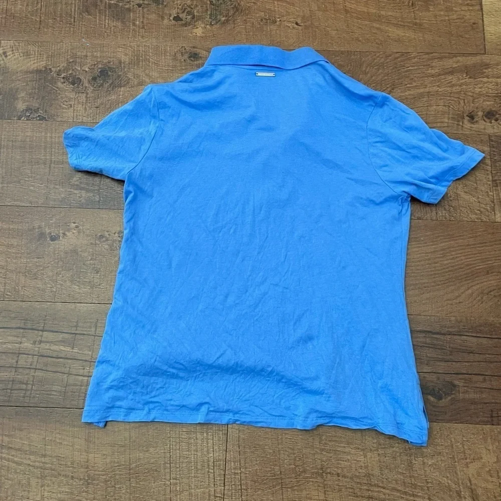 Women’s Michael Kors blue snap up polo sz large